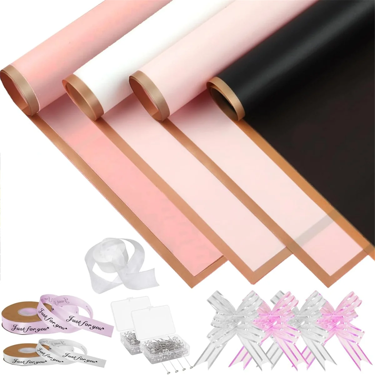 80 Sheets Flower Wrapping Paper, with Ribbons, for Mother's Day