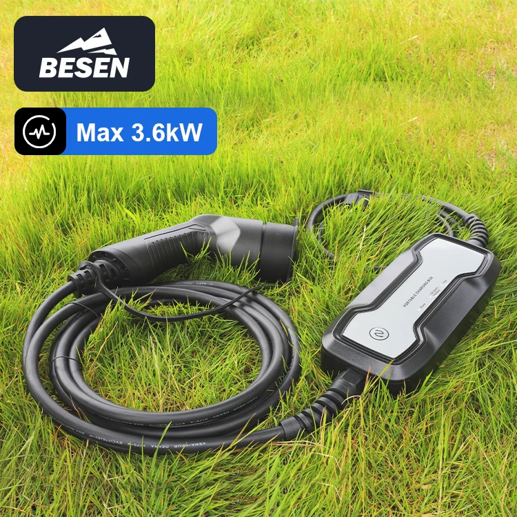 BESEN 220V 240V CARREGADOR EV PORTÁTIL 16A 3,7kW CAIXA DE CARREGAMENTO com plugue Type1 ou Type2