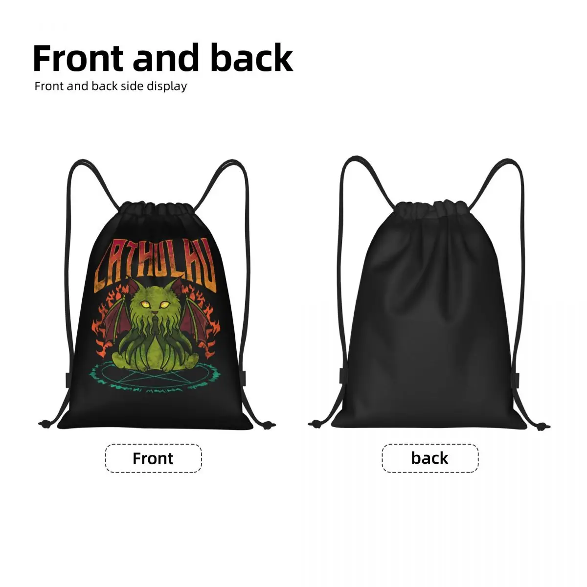 Custom Funny Cathulhu Cat Cthulhu Drawstring Bag for Training Yoga Backpacks Men Women Sports Gym Sackpack