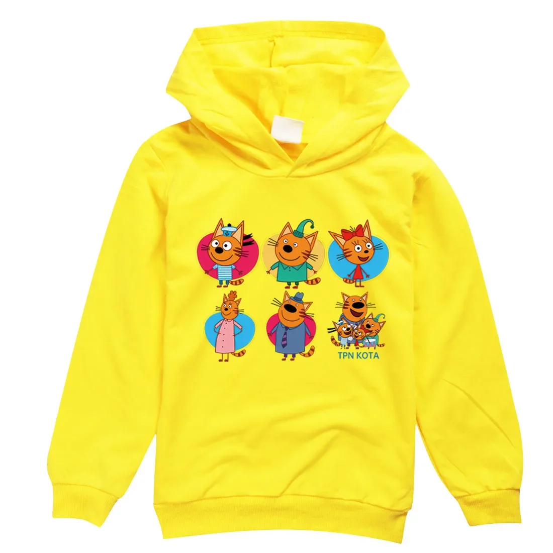 Kid-E-Cats Cotume Kids Russian Три Кота My Family Three Happy Cats Clothes Baby Girls Sweatshirts Boys Fashion Hooded Outerwear