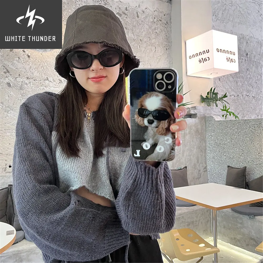 Japan Korean Cool Cute Cartoon Sunglasses Dog Soft Phone Case For IPhone 12 11 13 14 Pro MAX XR X XS Max Protective Back Cover