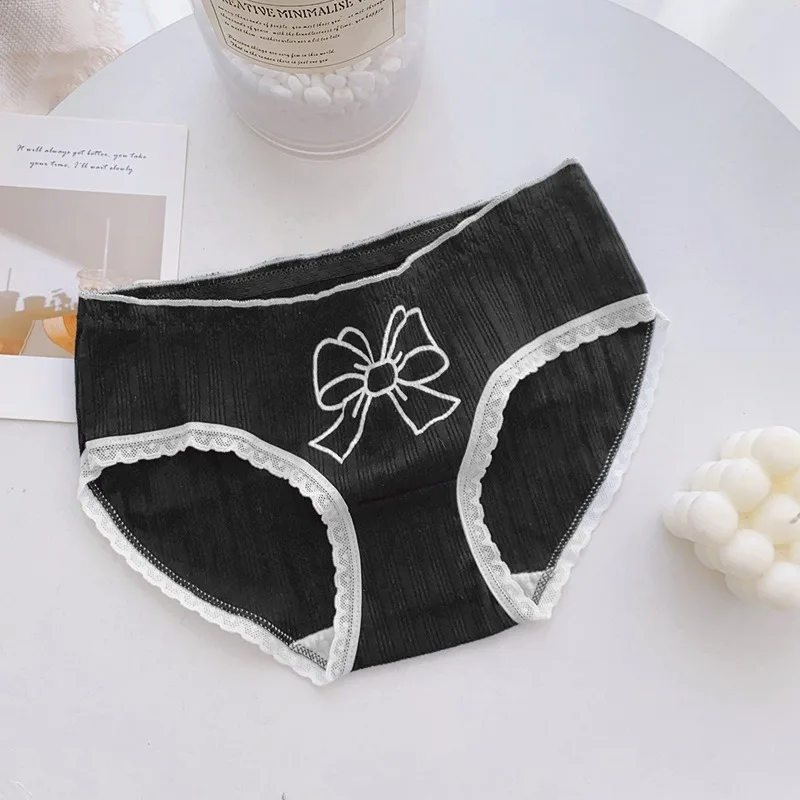 

Lolita Girls Bow-knot Cotton Underwear Japanese Ladies Cute Antibacterial Mid-waist Briefs Sexy Lingerie