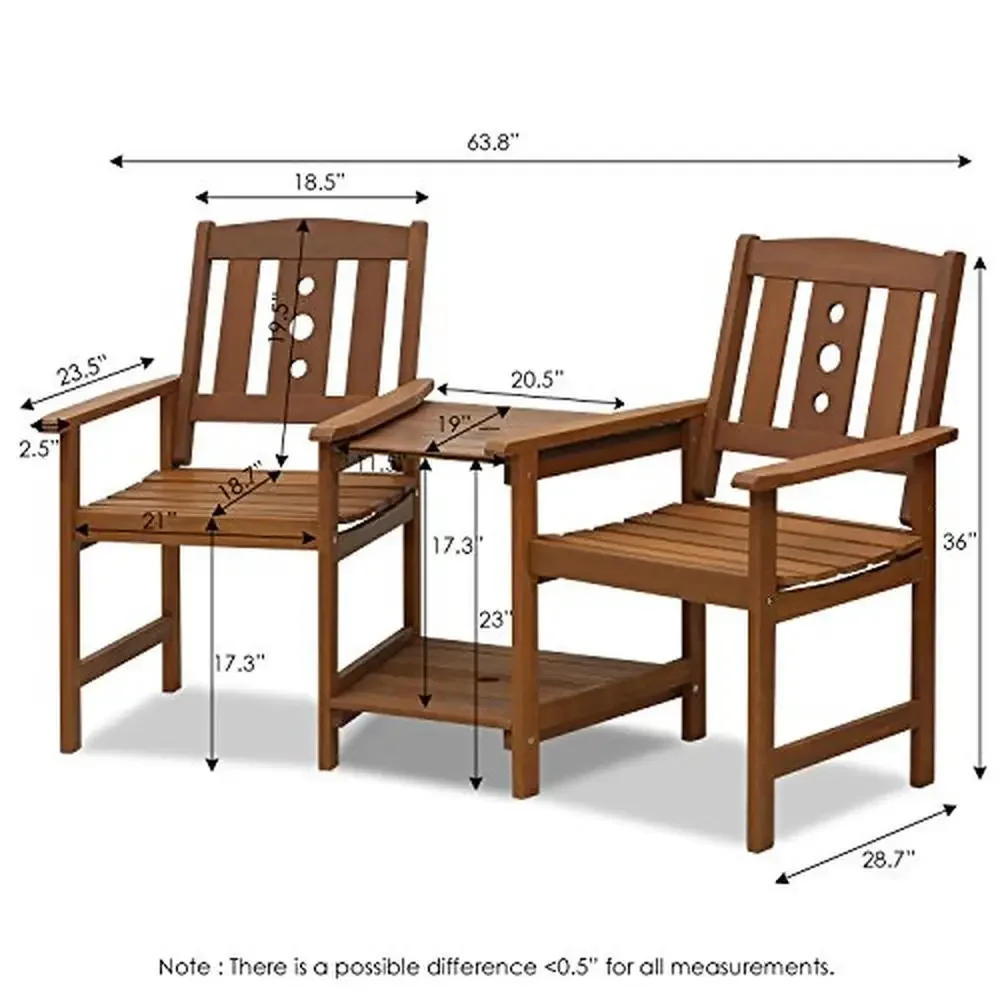 Outdoor Hardwood Patio Furniture Set Jack Jill Chair Table 17.3