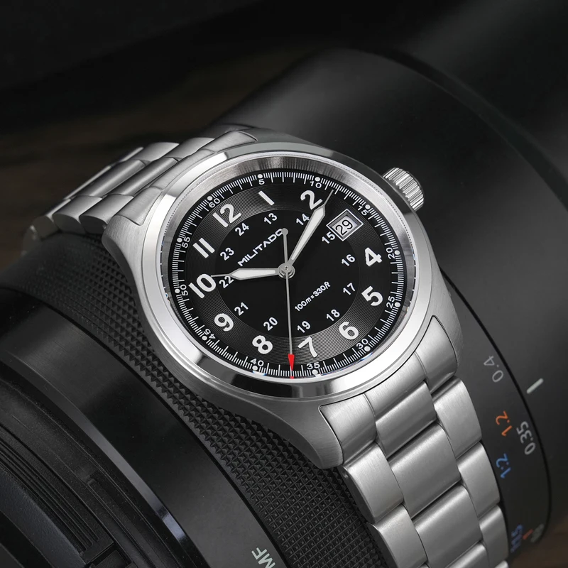 Militado ML08 Vintage Quartz Watch VH31/Ronda 515 Movement Double Sapphire Men's Watch 100m Waterproof Luminous Military Watch