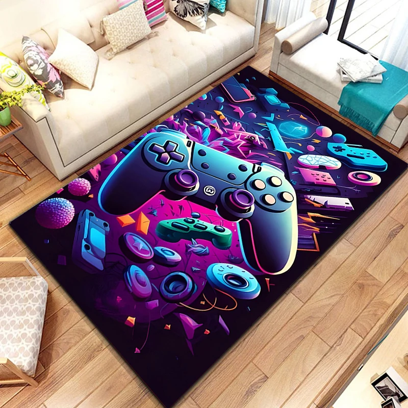 3D 80s Gamer Controller Area Rug Large,Carpet Rug for Living Room Bedroom Kitchen Decoration,Kid Play Game Non-slip Floor Mat