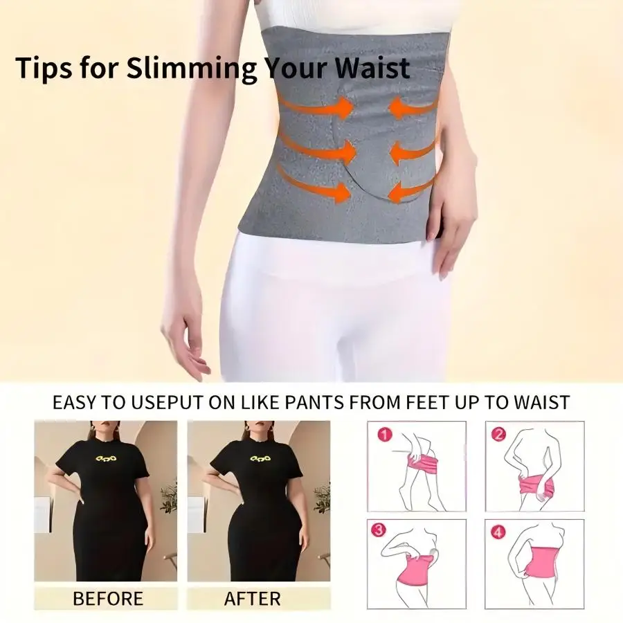 1 Stück Damen-Taillengürtel aus DEvelvet-Stoff mit zwei Taschen, atmungsaktiver Stützgürtel, hält Ihren Bauch warm und schützt Ihren Bauch – Detail 3