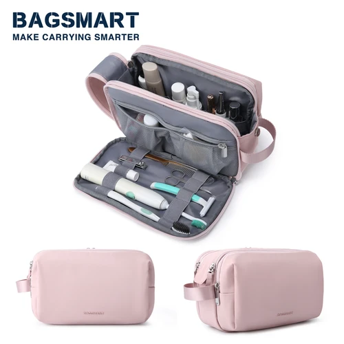 Imagen 2 del producto Bolsa de cosméticos para mujer BAGSMART, Kit Dopp impermeable para viaje, bolsa de artículos de tocador ligera para hombres, bolsa de maquillaje, neceser de viaje