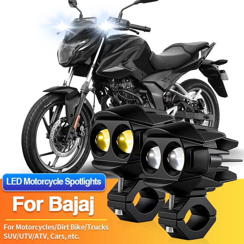 

1 Set Universal Motorcycles Headlight LED Fog Light Dual Color Spotlights for Bajaj Dominar 250 400 D400/Maxima Z/Platina 100