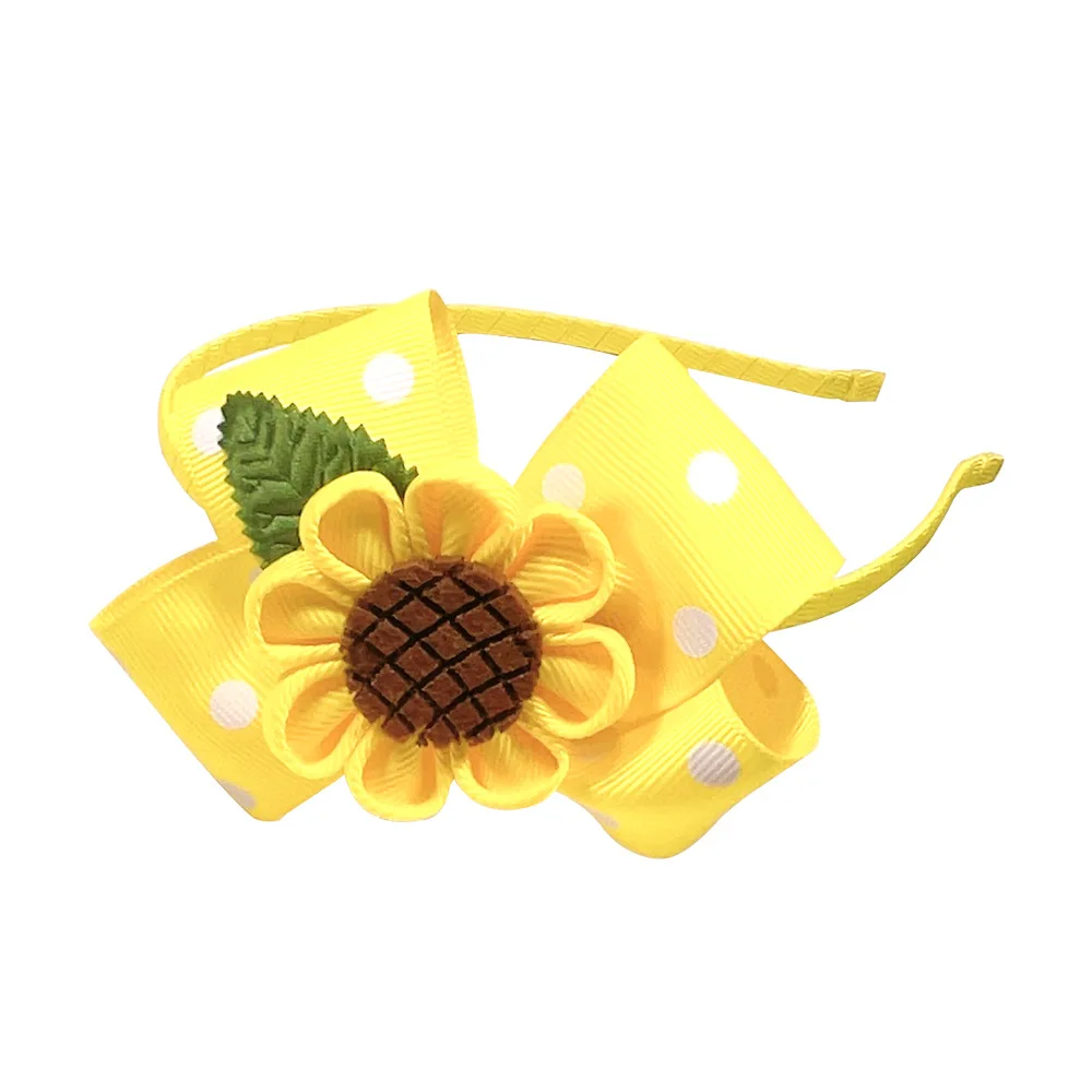 10pcs Sunflower Bow Hairbands Cartoon Floral Hairpins Barrettes Princess Headwear Party Boutique Hair Accessories for Girls