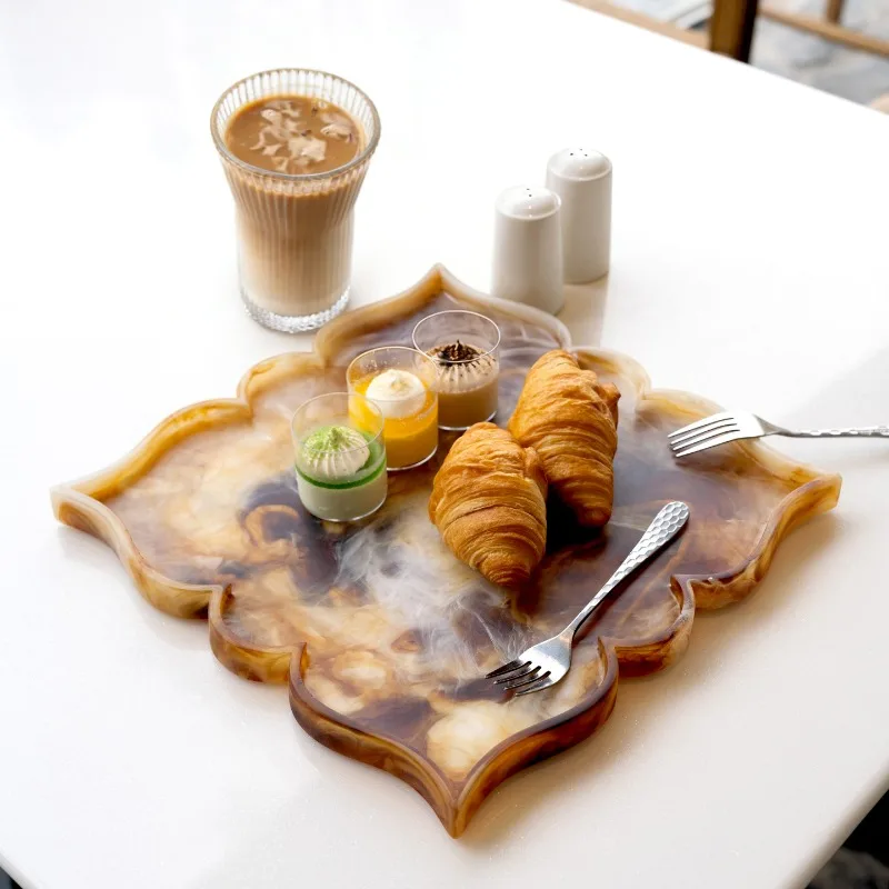 Lotus shaped tray living room dining table coffee table fruit plate model room ornament high-end villa