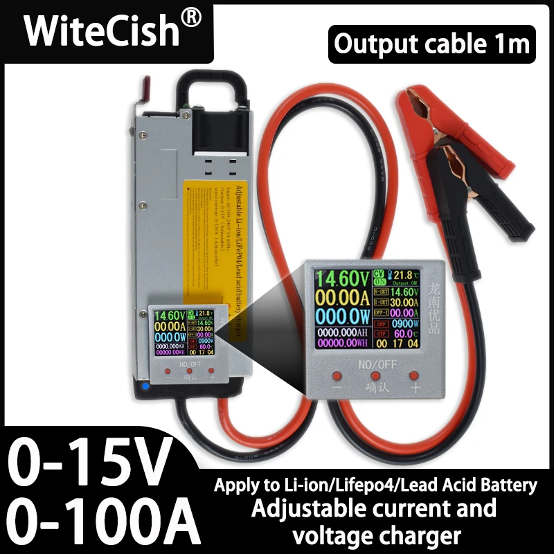 

12V 100A 0-15V 0-100A Adjustable Charger 14.6V 100A 12.6V 100A LiFepo4 For Lithium Ion Battery Lead Acid Battery