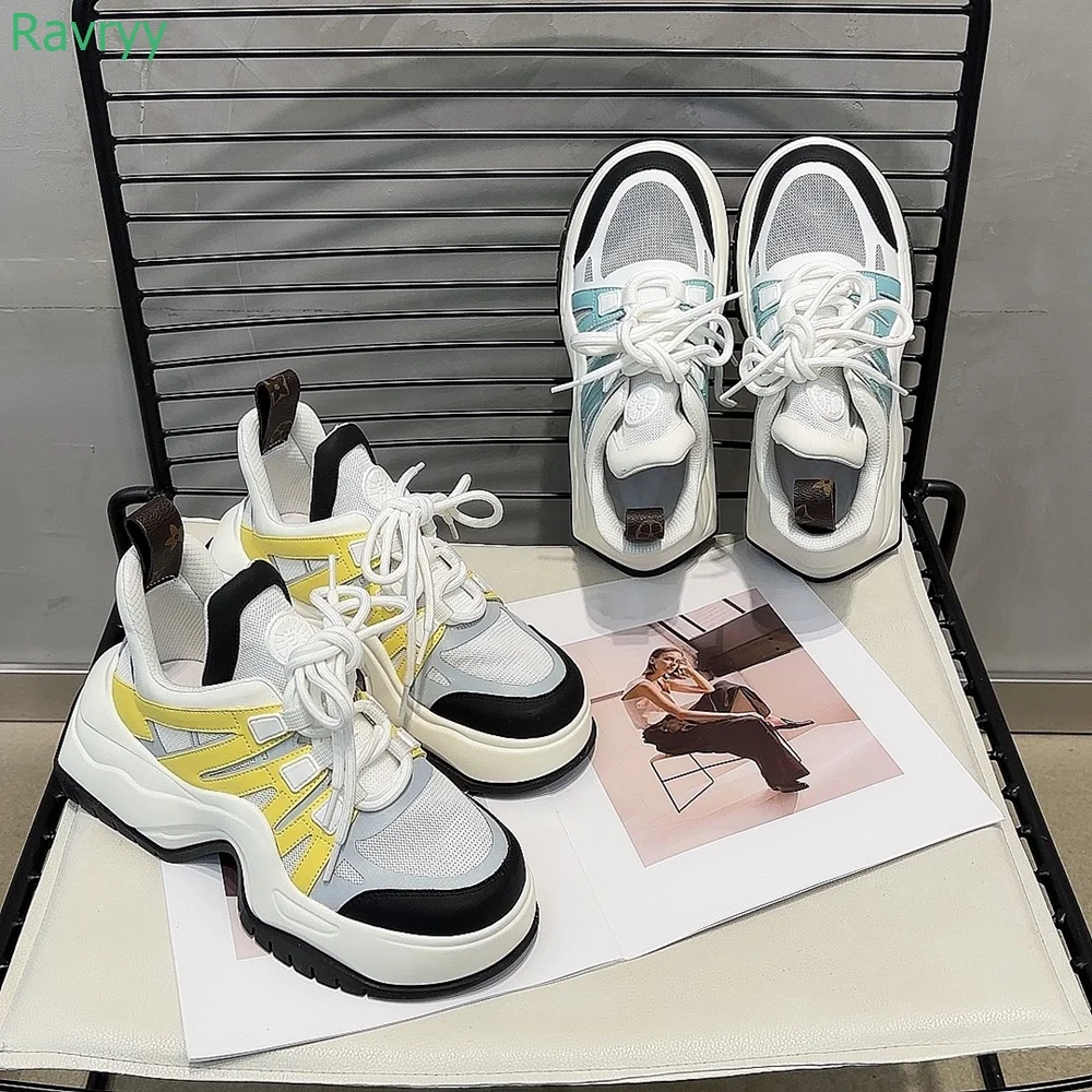 Women 2024 New Arclight Platform Sneakers Breathable Mesh Lace-Up High-Top Sport Shoes Summer Fashion Round Toe Shoes