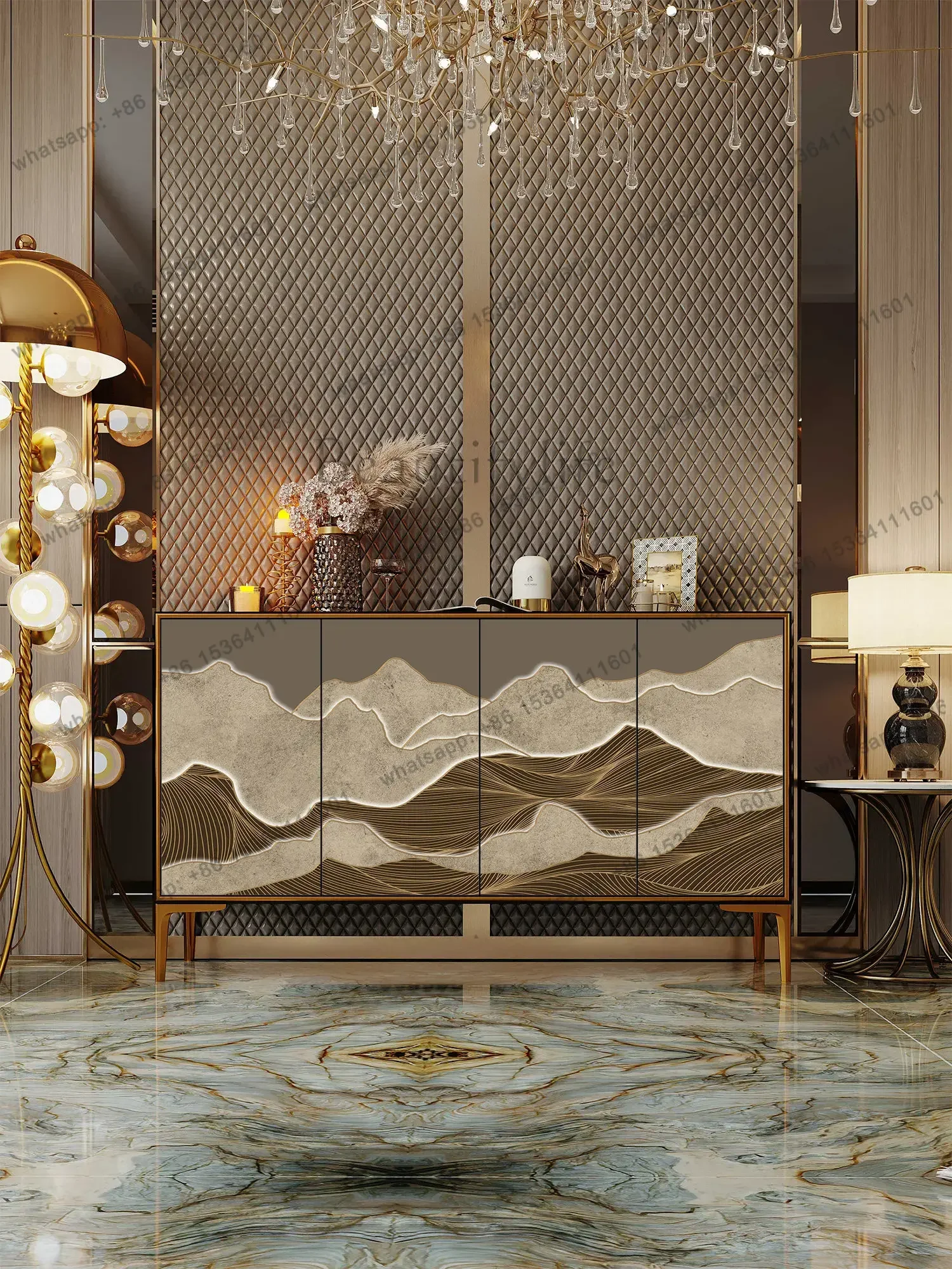 LJY  Light luxury modern solid wood dining side cabinets, household wall-facing hallway cabinets, hotel storage lockers