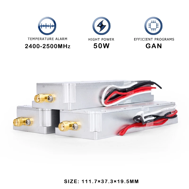 

50W 2,4G 2400-2500MHz Anti UAV FPV Drone Module GAN RF PA Усилитель мощности система помех