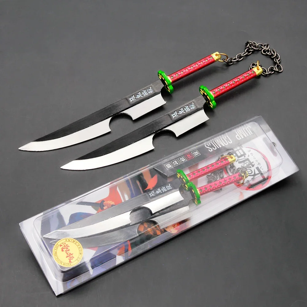 21cm Slayer Sword The Sound Hashira Uzui Tengen Dual Blade Anime Peripheral Uncut Katana Sword Metal Weapon Model Collection Toy