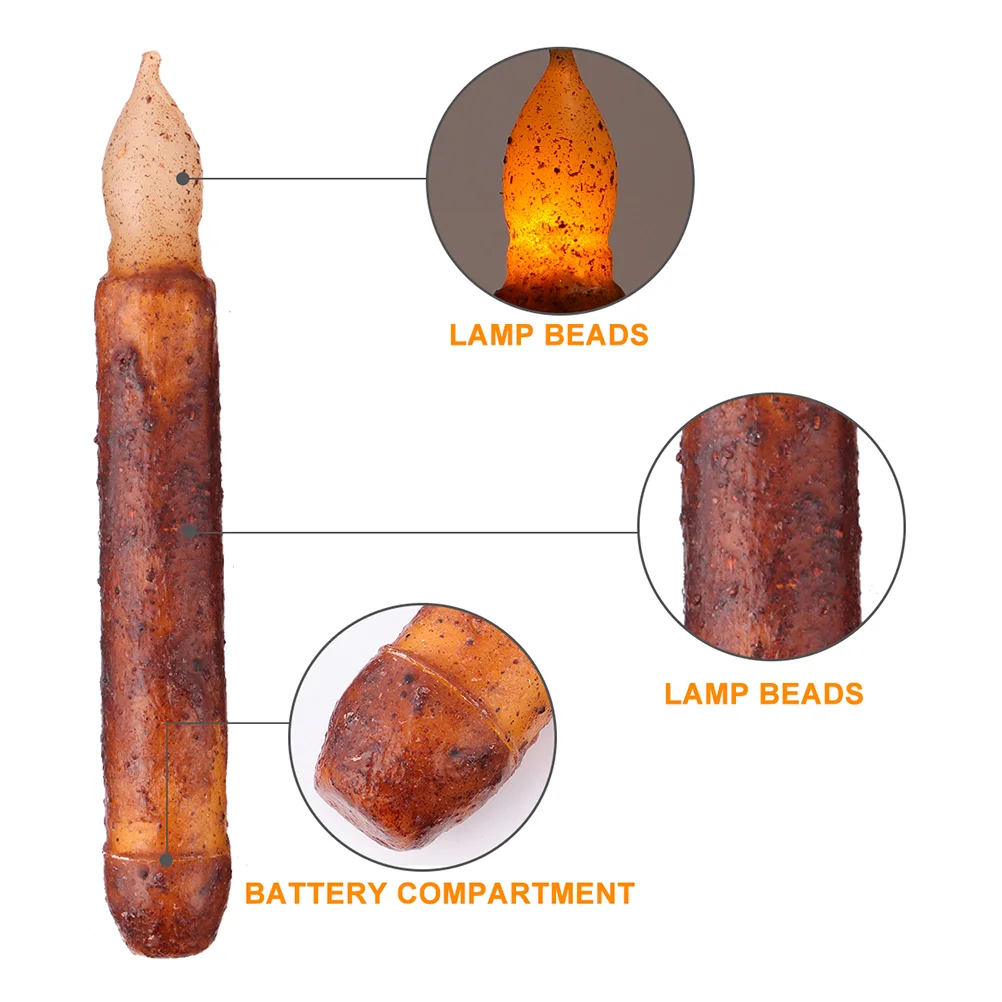 Беспламенные Свечи, восковая стойка, конусная свеча, работающая от батарейки, мерцающие беспламенные Свечи, декор для Хэллоуина, безпламенные фотосвечи