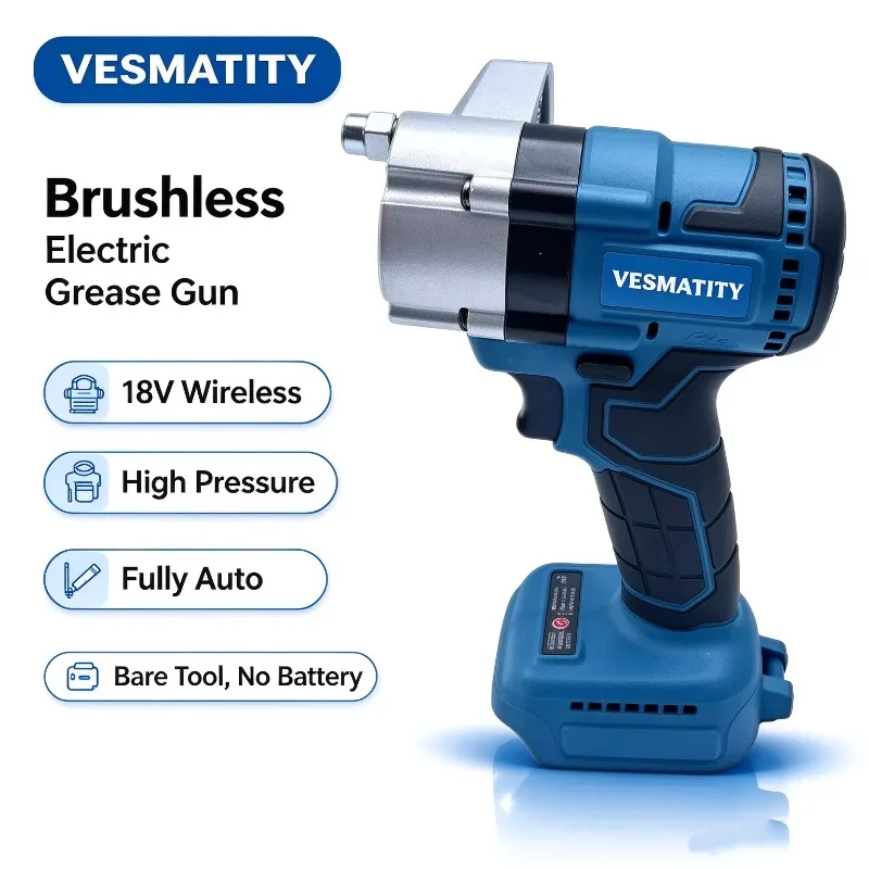 18V Cordless Brushless Grease Gun Fully Auto High Pressure Electric Grease Gun for Construction Machinery Excavator