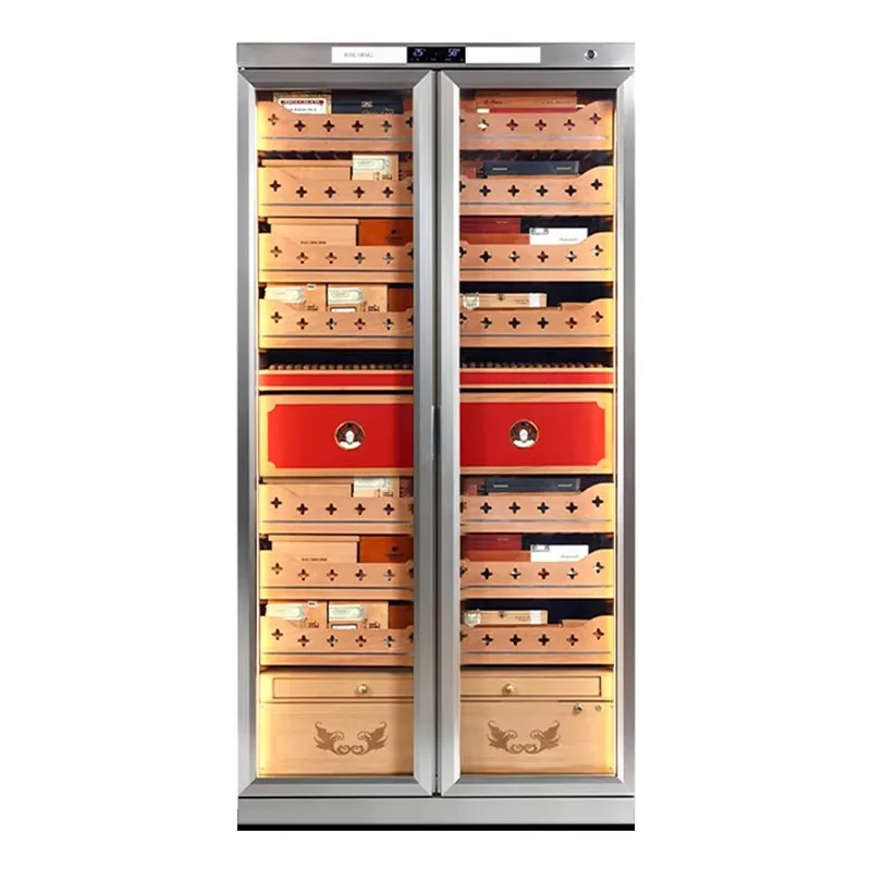 Double Door Stainless Steel Cigar Humidor | Factory Direct, Anti-Fingerprint, Climate-Controlled Cabinet
