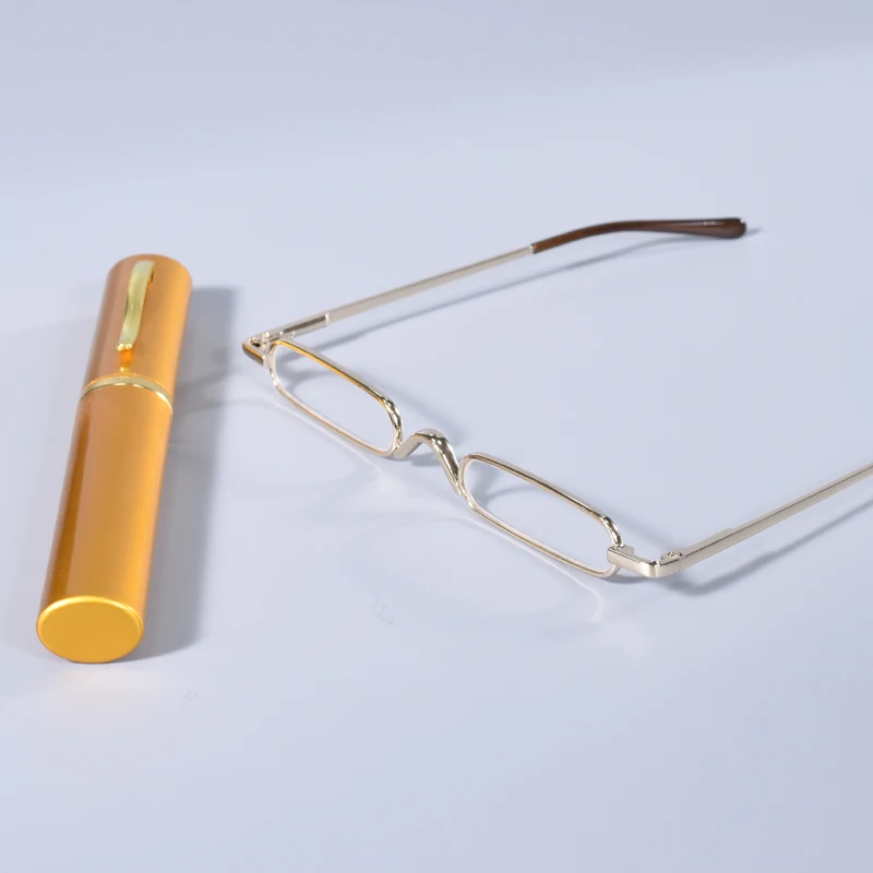 Goldrahmen Elegante Lesebrille Metallrahmen Ultradünne Lesebrille für Männer und Frauen Tragbare Mini-Lesebrille für Alterssichtigkeit