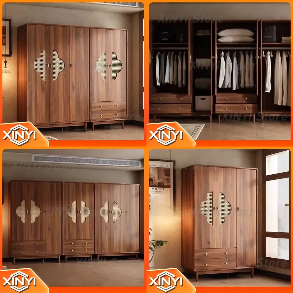 Vintage Nordic Brown Wardrobe for Home Bedroom Storage Simple Clothes Closet Tall Wooden Kledingkast Furniture Wardrobe