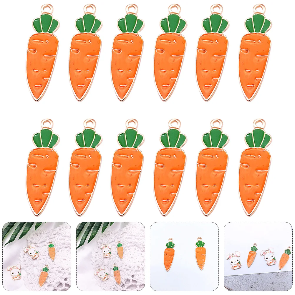 

50 Pcs Locket Carrot Accessories Cartoon Pendant Alloy Charm Rabbit DIY Accessory Easter Theme Ornament