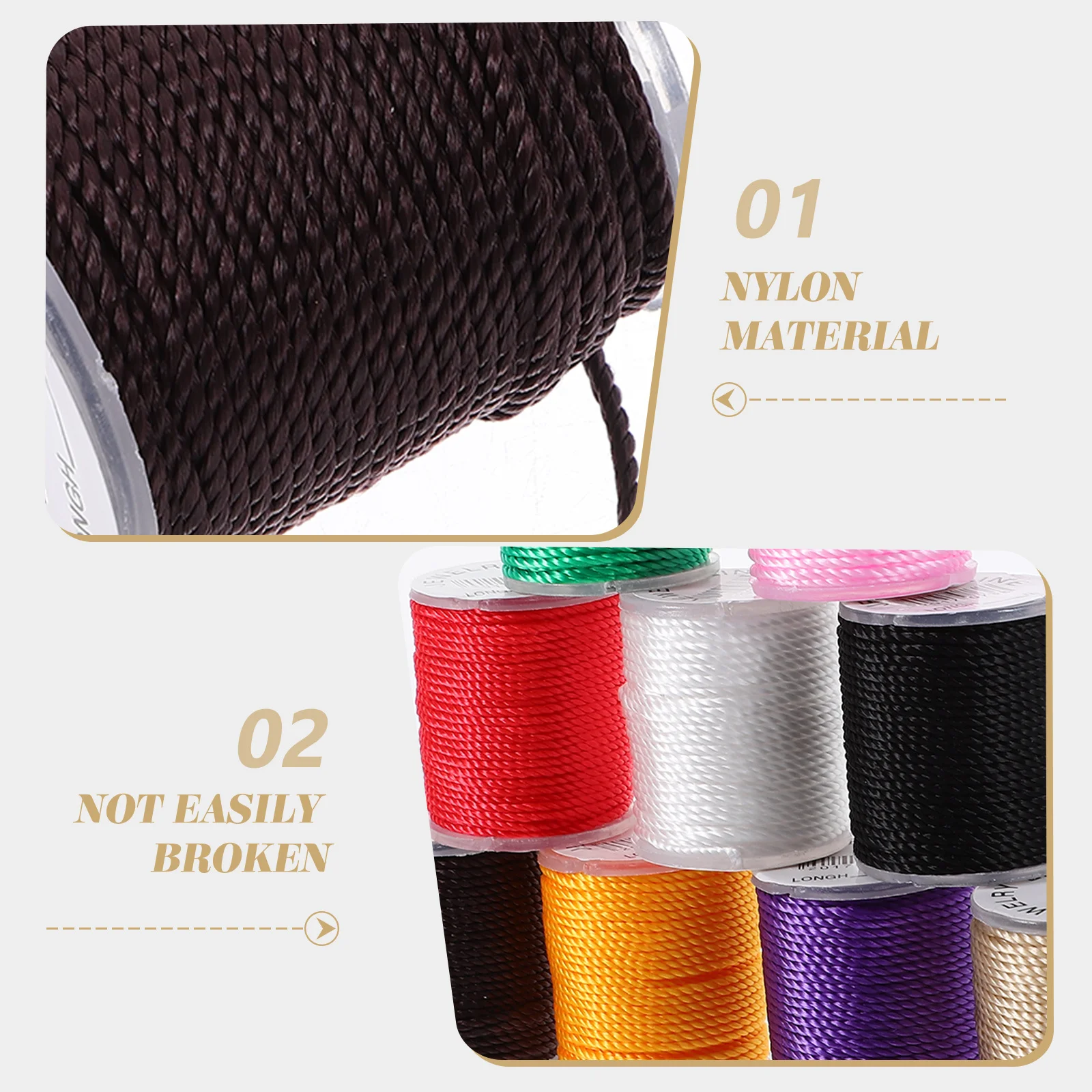 

10 Colors Twine for Crafts Nylon Rope 1mm Knitting Cord Jewelry Rat Tail Beading Thread