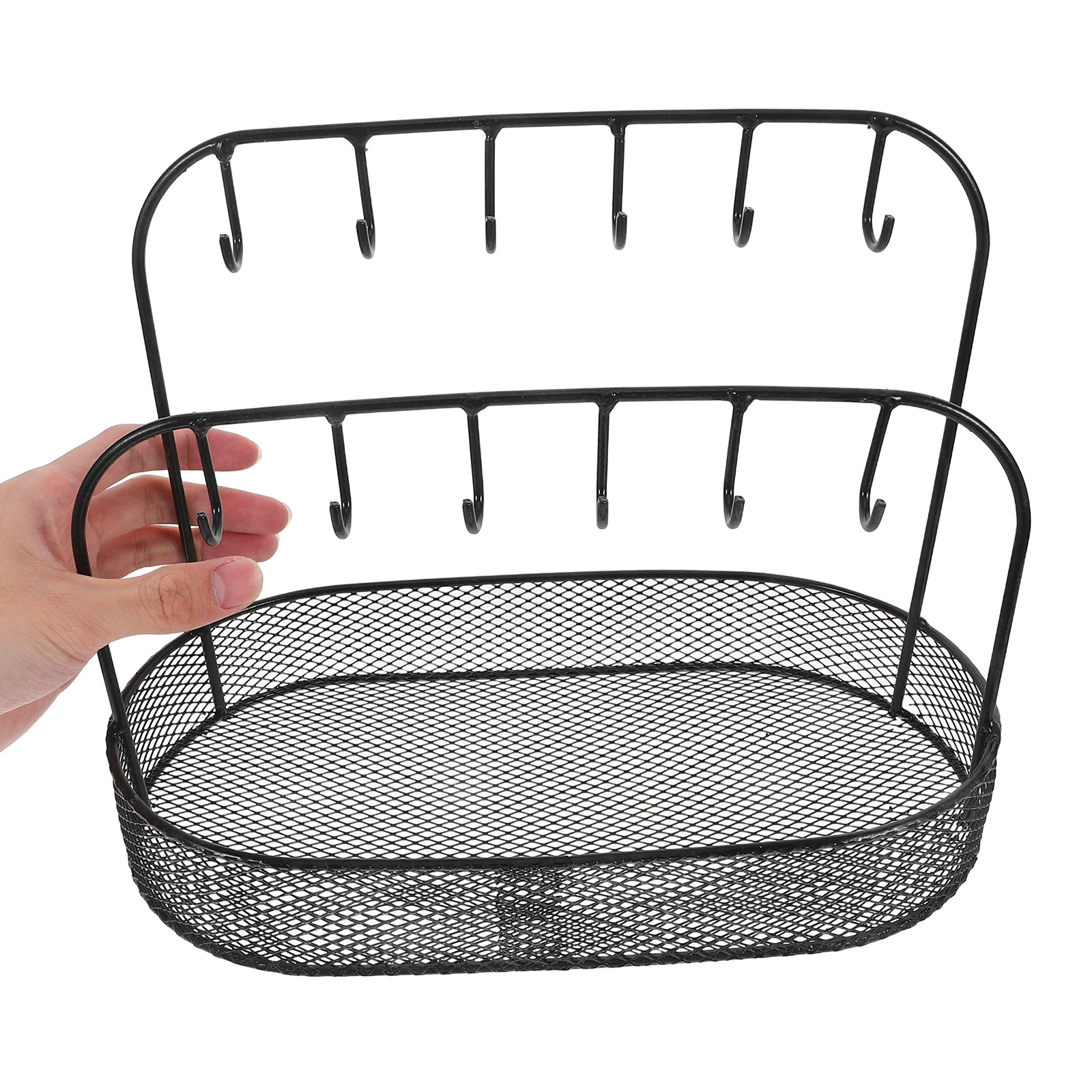 

Desktop Organizer Iron Key Holder For Entryway Storage Basket Tabletop Sundries Tray Jewelry Cotton Swabs Holder Home