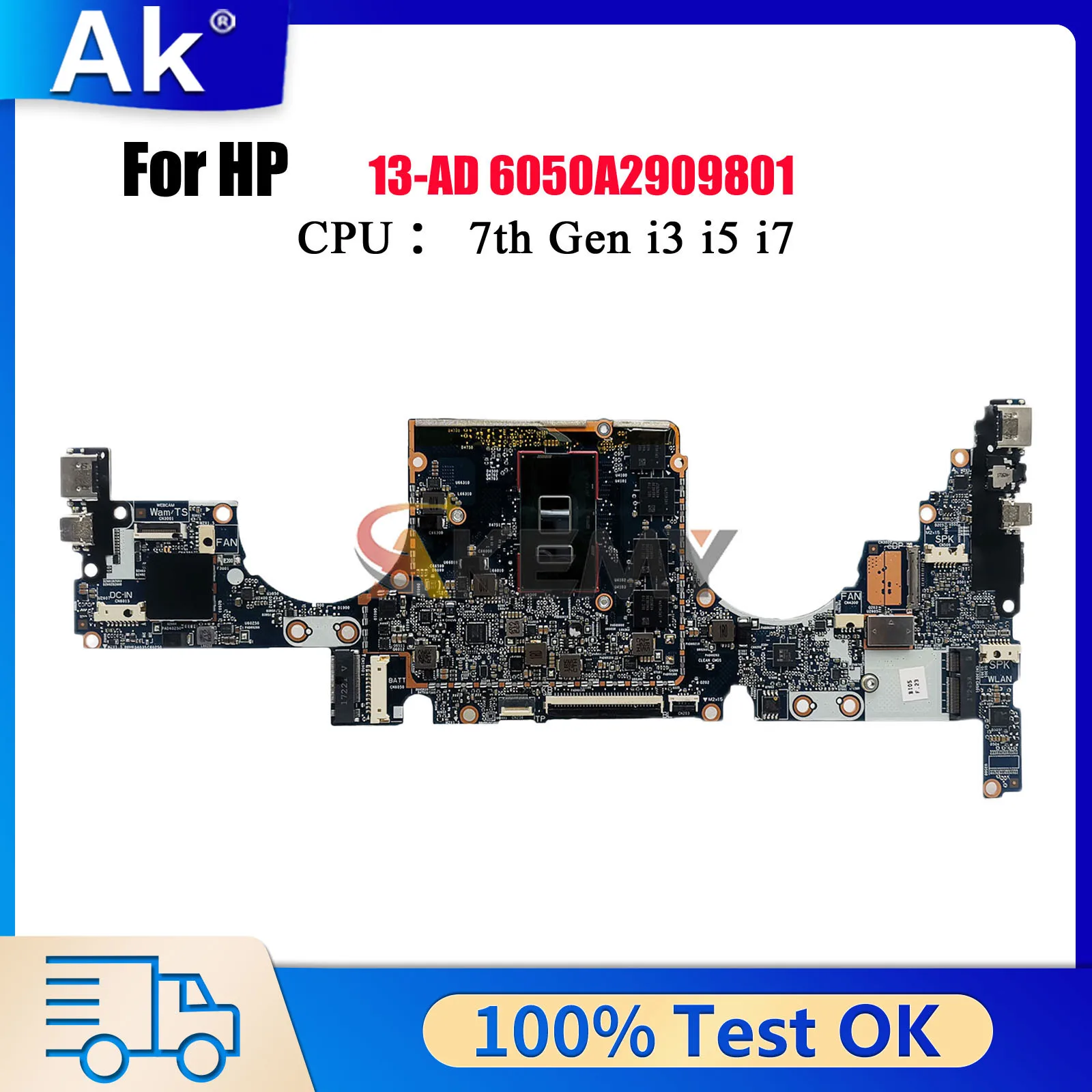 

6050A2909801 для ноутбука HP Envy 13-AD, материнская плата с процессором i5 i7 4G 8G 16G RAM 926313-601 926311-601, 100% полностью протестировано