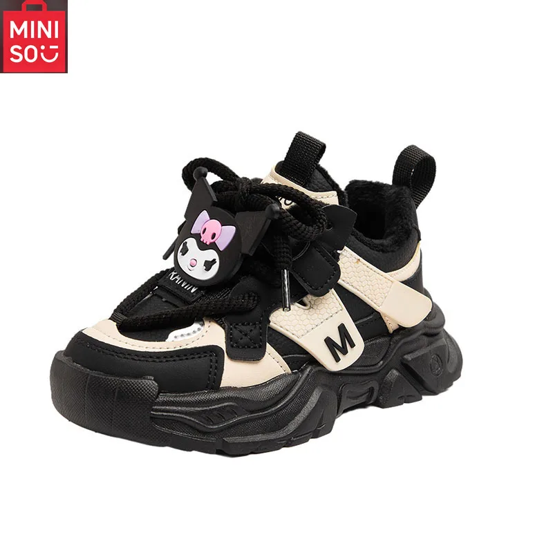 حذاء شتوي Miniso Kuromi للفتيات 2025، حذاء رياضي ذو نعل سميك مبطن بالقطيفة للأطفال الكبار، مريح ولطيف #2