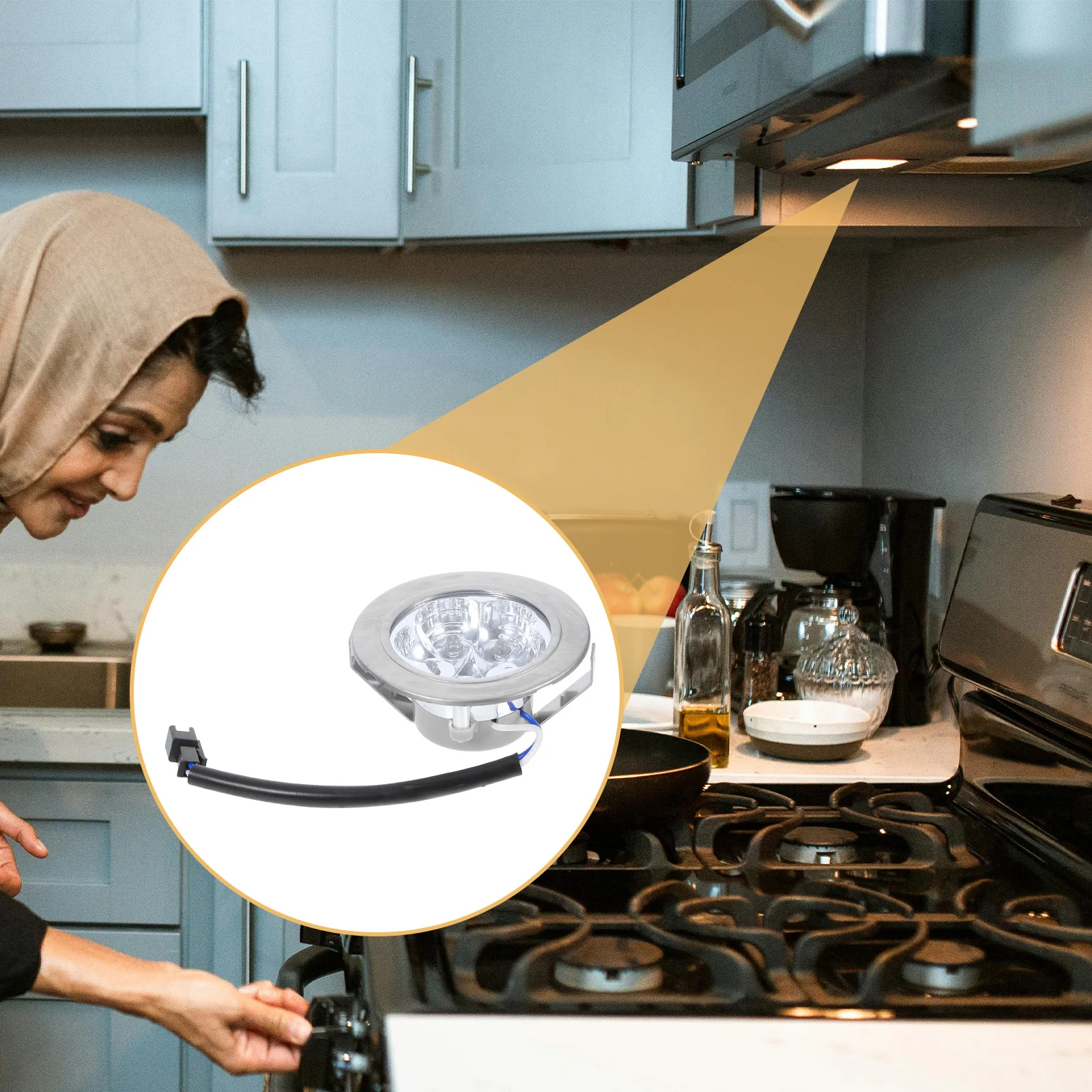 

2pcs Range Hood Light Bulb LED Kitchen Hood Lamp Cooker Stove Spotlight Replacement Energy Saving Cold Light Round for Various