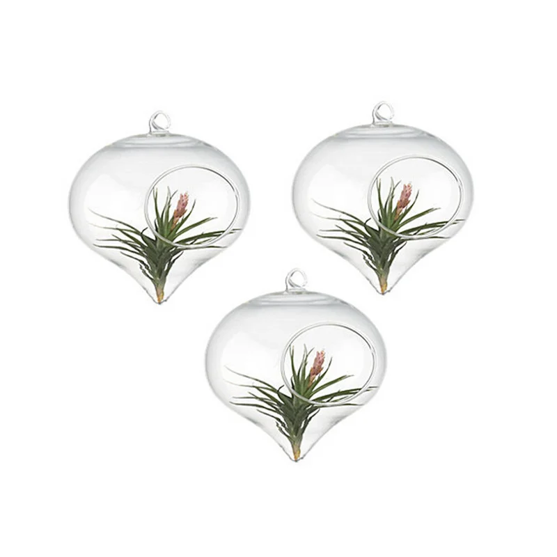 Terrarium Glass Ball Vase 11*9cm Top Hanging Flower Vase Dinner Planter Terrarium Container Pots Home Wedding Decor Terrarium