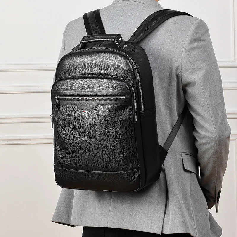 Men's Genuine Leather Backpack, Simple and Lightweight Travel Backapck, Business Men's Laptop Backpack,College Daily Daypacks