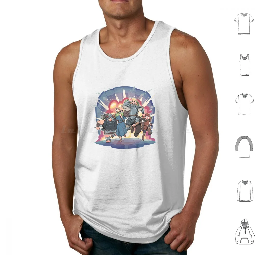 Run Together Tank Tops Vest Sleeveless Meshi Delicious In Falin Laios Senshi Chilchuck Anime Dragon Manga Cute Cartoon