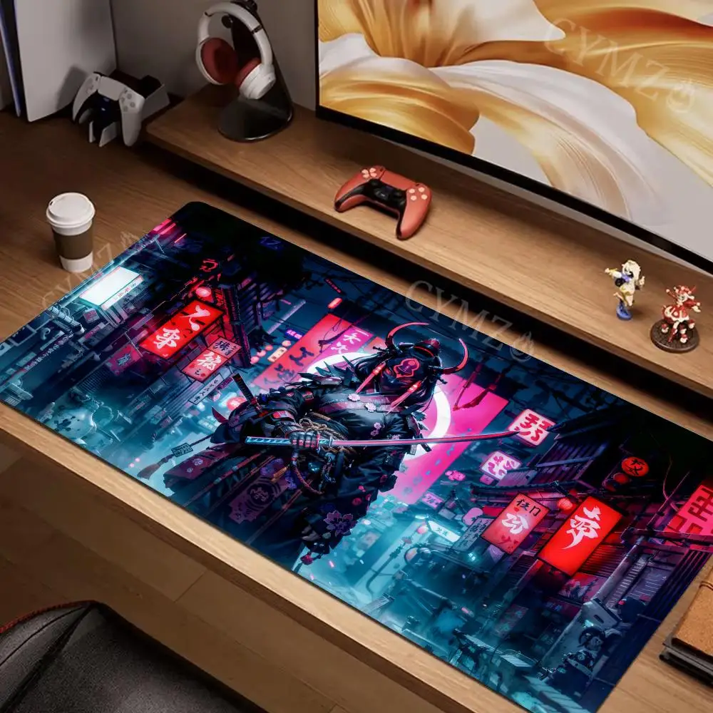 

Cyber-style Samurai Illustration Design large Mouse Pad Desk Mat Gaming pad pc accessories keyboard mat office rug Extended pad