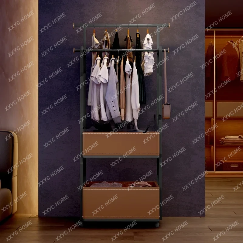 Italian minimalist removable coat rack bedroom saddle leather floor hanger