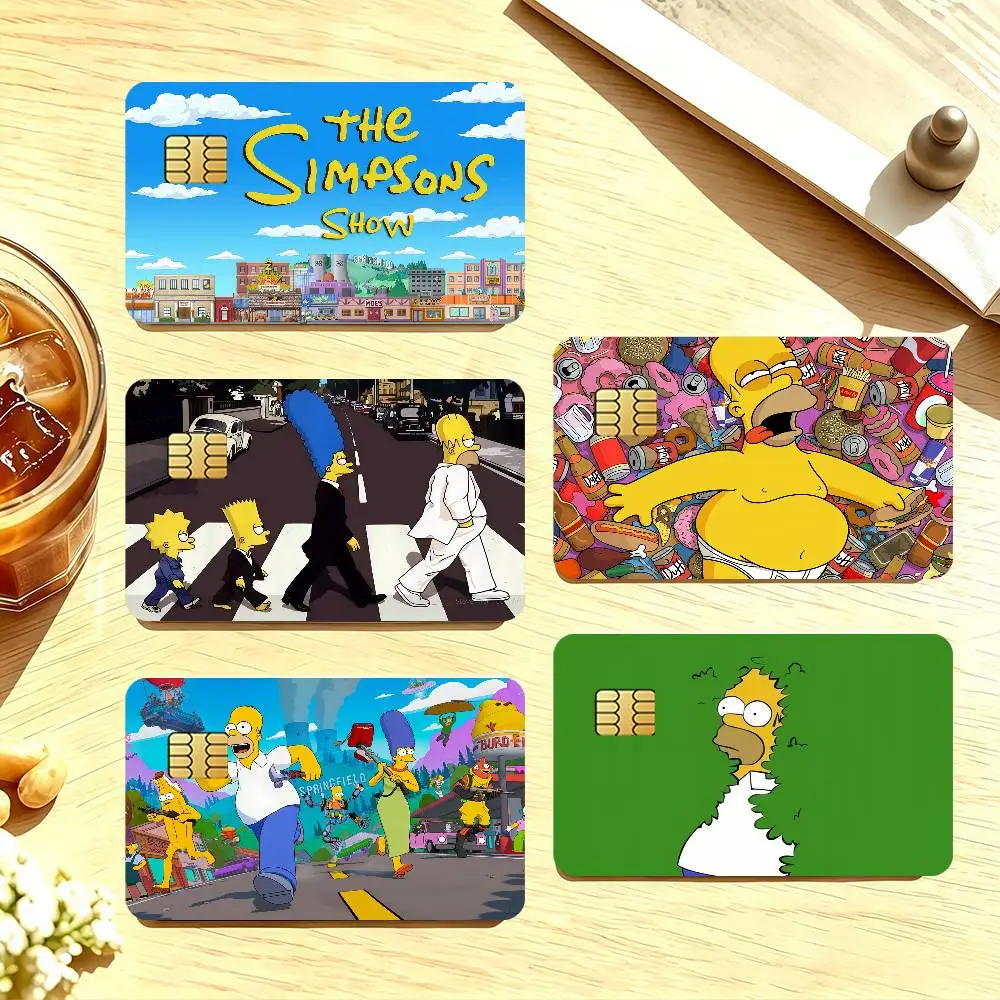 Cartoon The S-Simpsons-S Credit Card Public Transportation Cards Protective Sticker Waterproof Card Face Decoration 4PCS