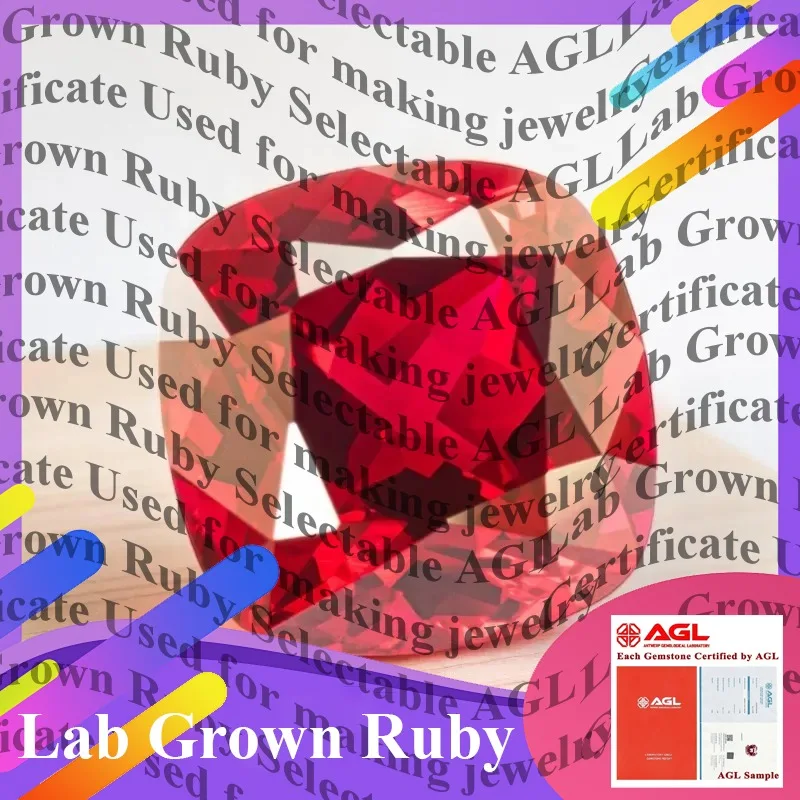 

Lab Grown Ruby for DIY Jewelry Making Blood Red Pigeon Cushion Cut Synthetic Gemstone for Ring Necklace Earrings Lab Created