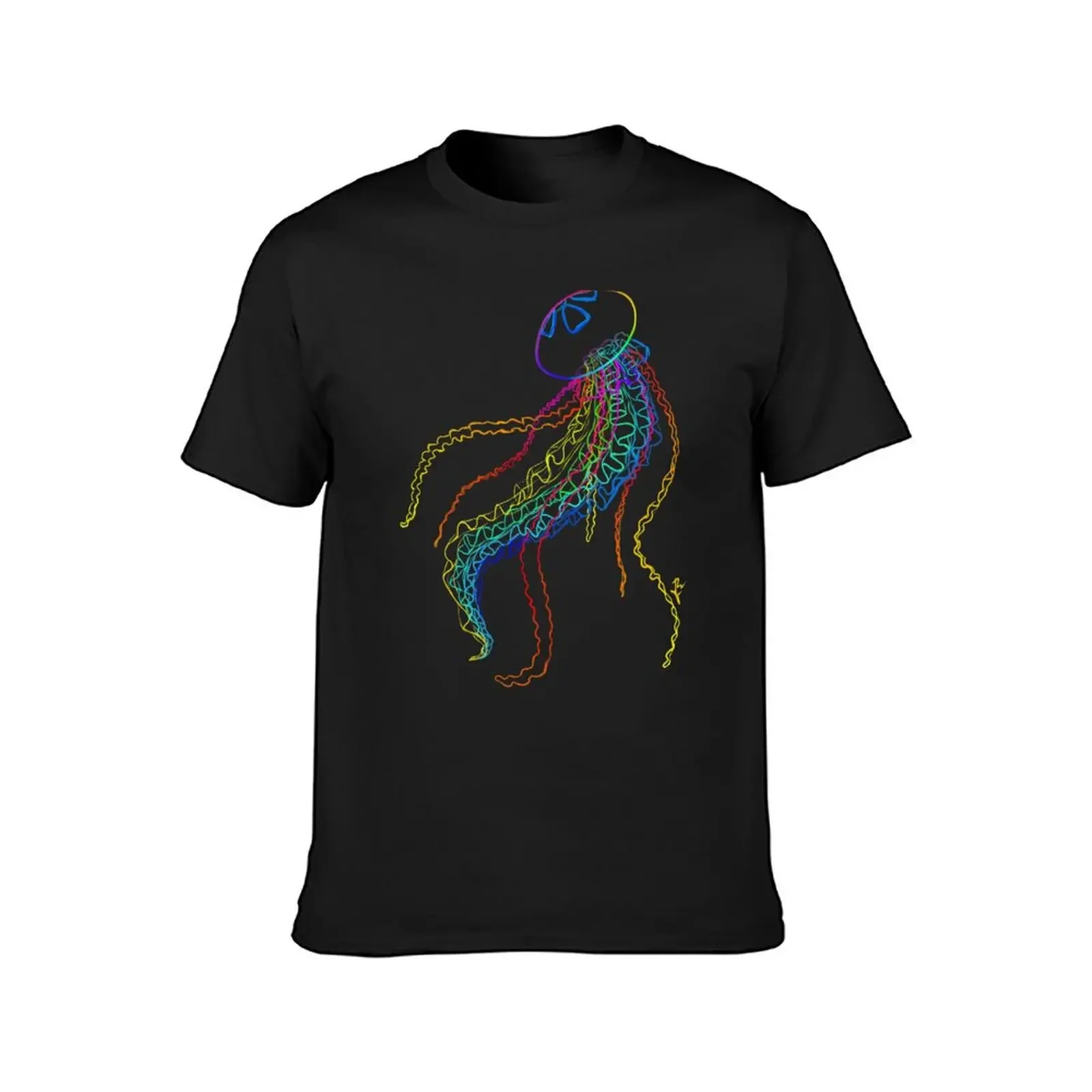 Rainbow Jellyfish T-Shirt boys animal print heavyweights summer clothes graphic t shirts men graphic t shirts