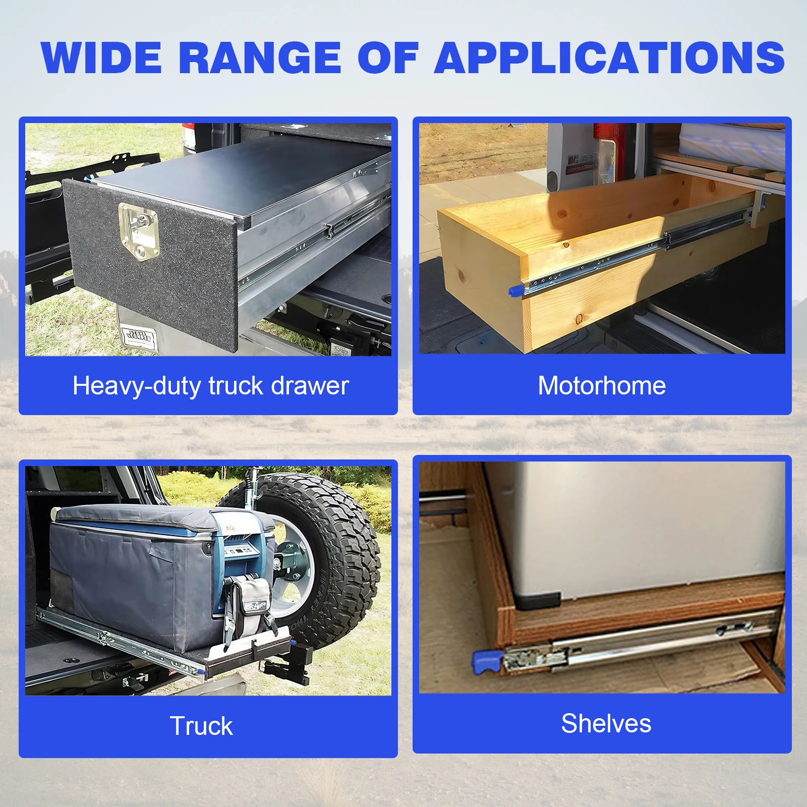 Heavy Duty Drawer Slides Wear Resist Side Mount Industrial Slides Professional Drawer Runners for RV Truck Mechanical Cabinet