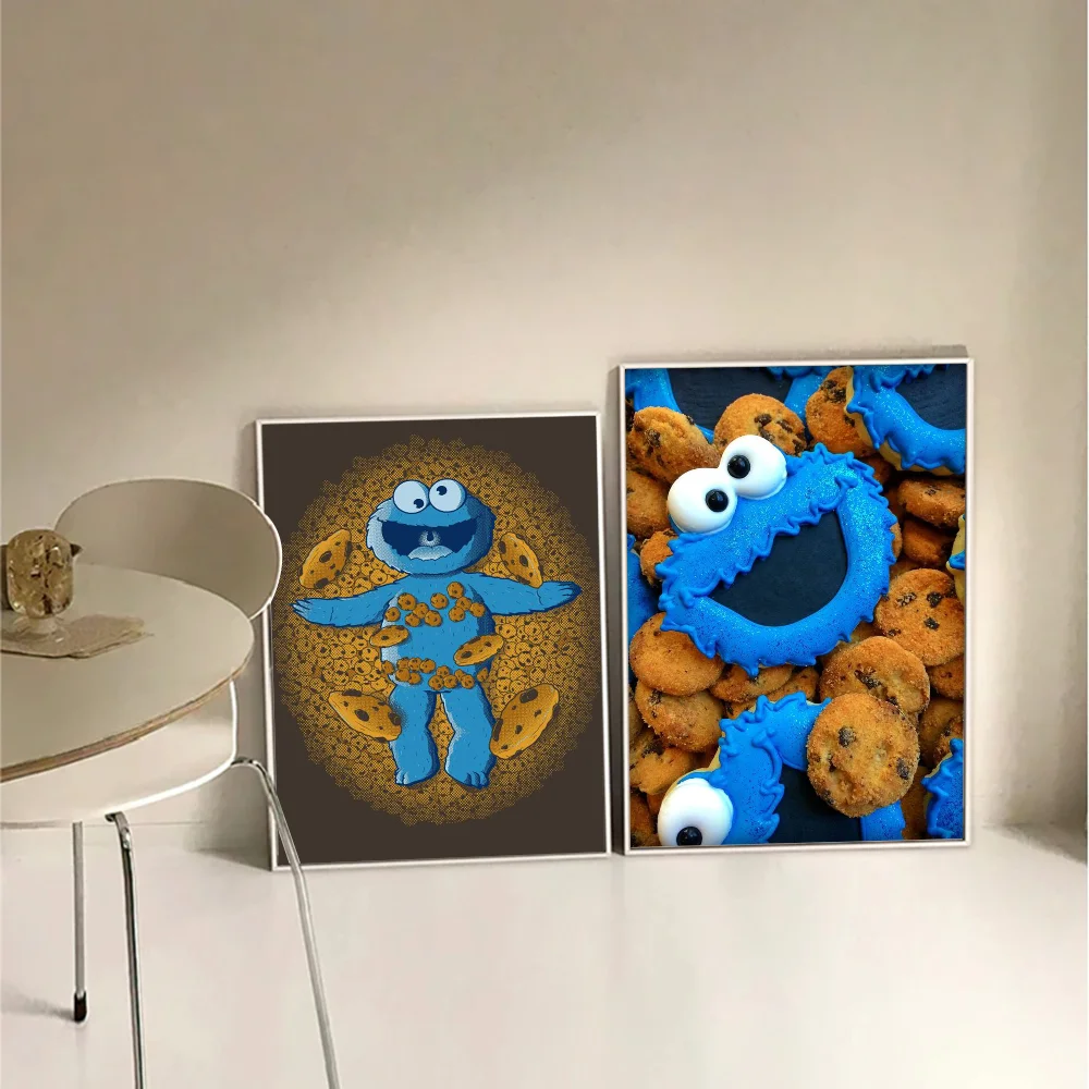 1pc Cookies Play Monster Poster artistico autoadesivo adesivo di carta impermeabile Coffee House Bar Room Wall Decor