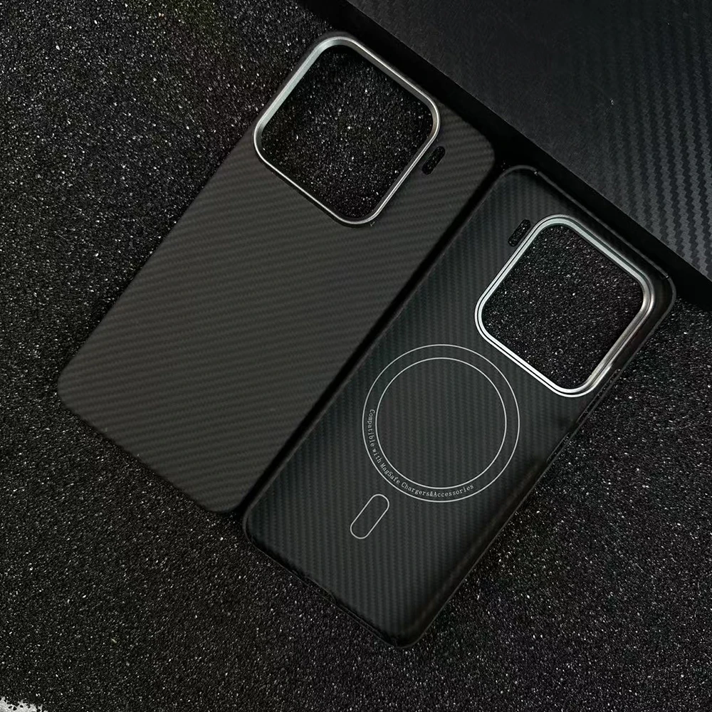 

For Xiaomi 15 15S Pro MagSafe Magnetic Case Real Carbon Fiber Aramid Fiber Anti-fall Case for Xiaomi 15Pro Wireless Charger Case