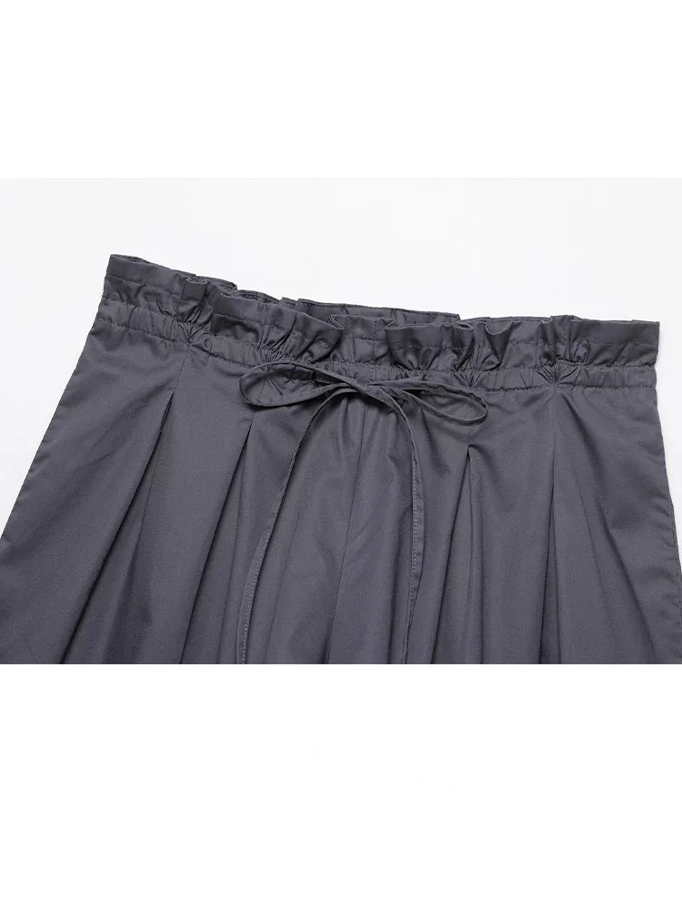 여성 여름 데님 투피스 세트 시크한 O넥 민소매 싱글 버튼 탑 베스트+미드웨이스트 포켓 솔리드 와이드 팬츠