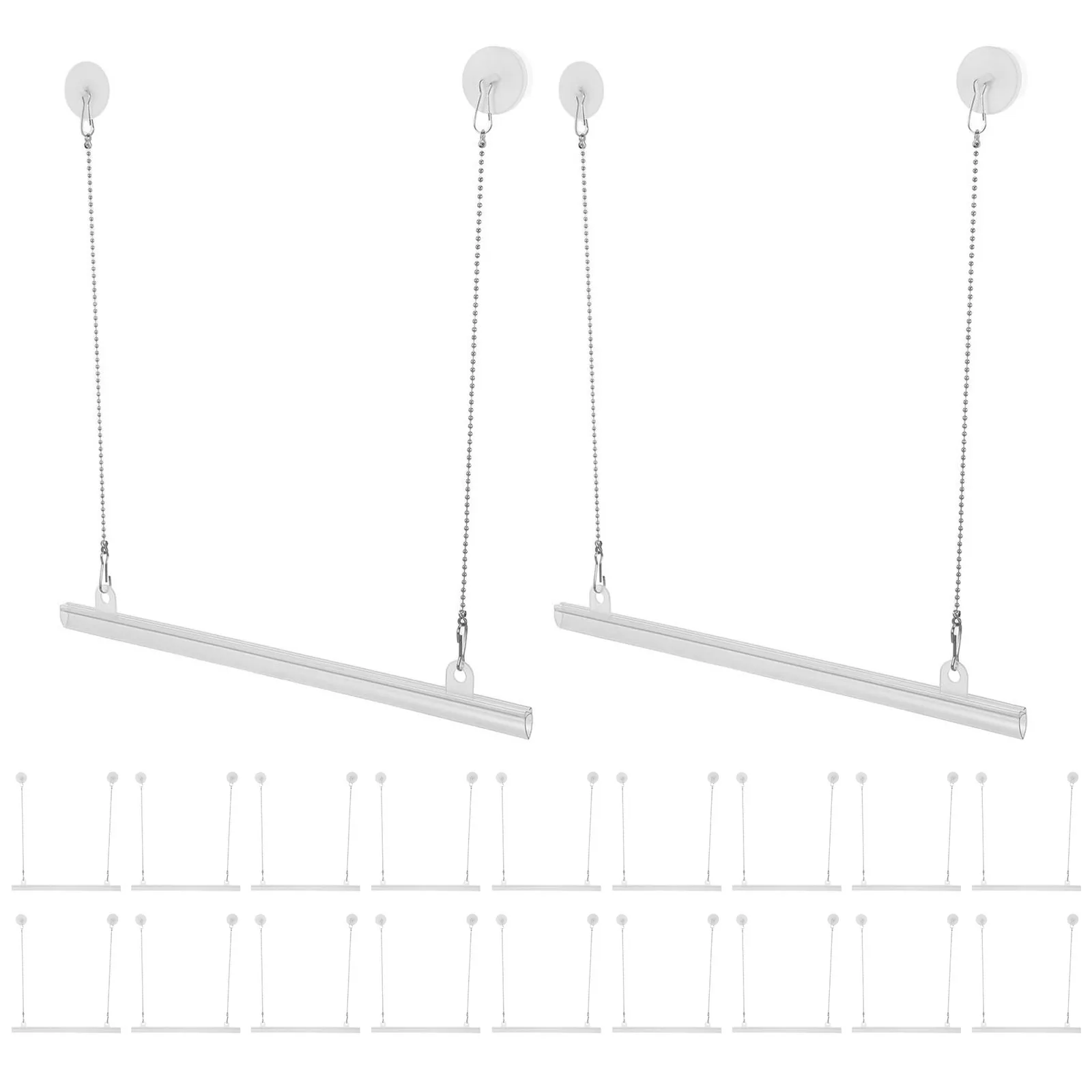 24Sets Advertising Flag Poles Lightweight Strong Banner Hanging Rails for Retail School Mall Posters Ceiling Sign Hanger Bars