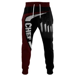 Pantalones de chándal largos con nombre impreso en 3D para hombre, pantalones de chándal, pantalones de Chef de cocina, Joggers casuales de moda, monos de hip hop, otoño