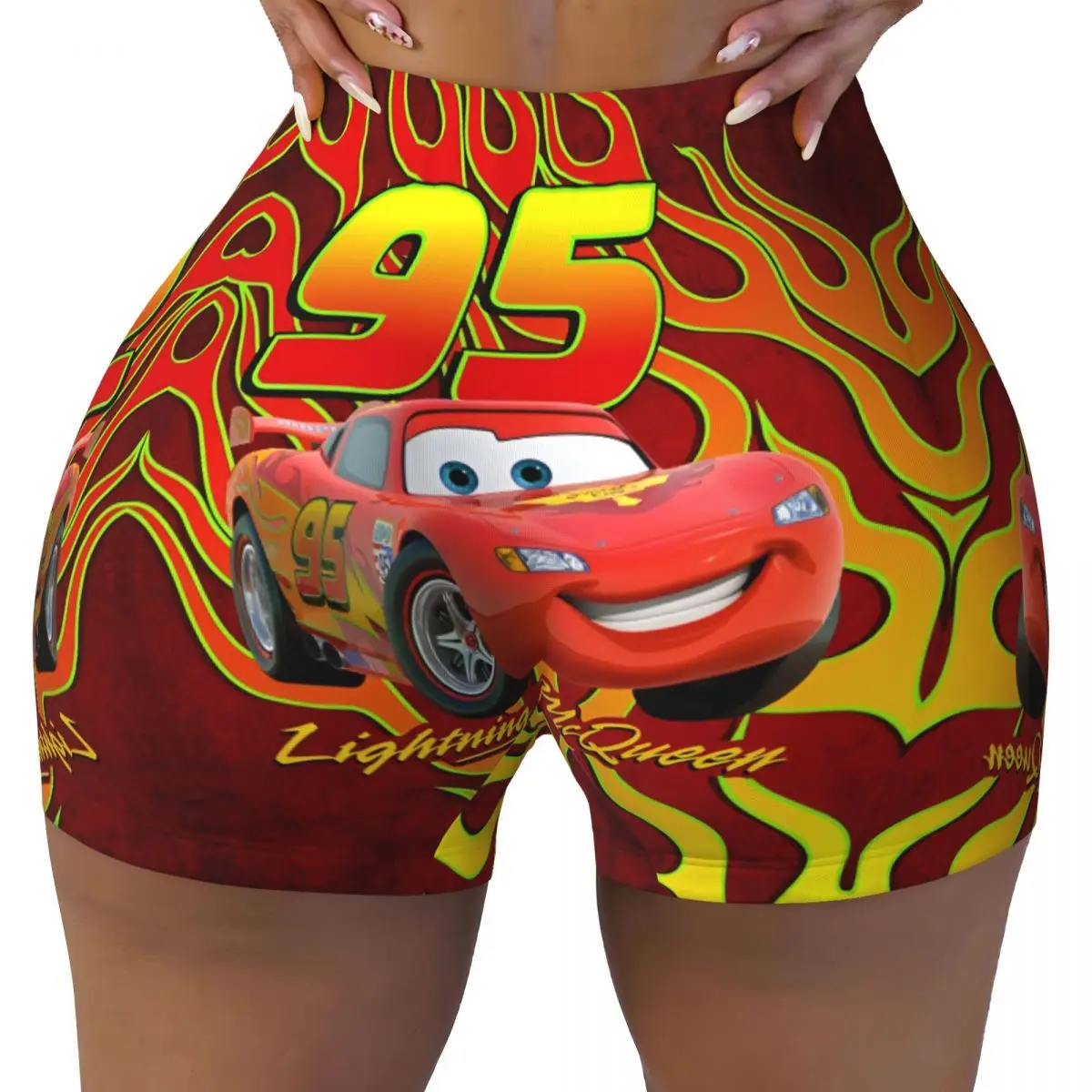 

Пользовательские шорты для тренировок Lightning McQueen Animes Mangas, женские шорты для спортзала, волейбола, бега, йоги