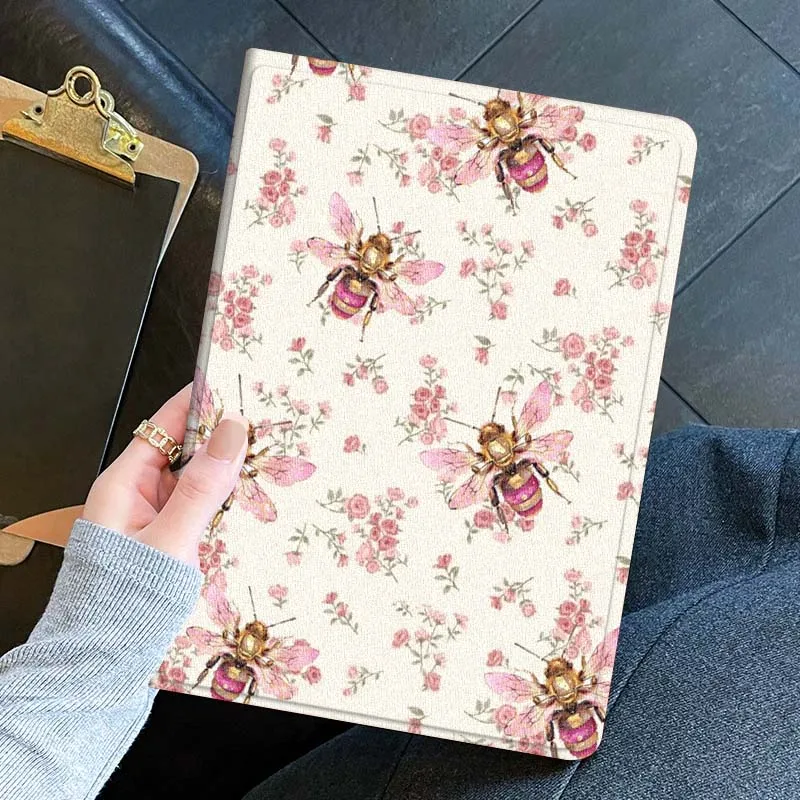 capa-para-tablet-com-estampa-de-abelha-e-flores-para-ipad-pro-air-mini-11-1-2-3-4-5-6-7-7ª-geracao-129-13-79-83-m3-m4-polegadas