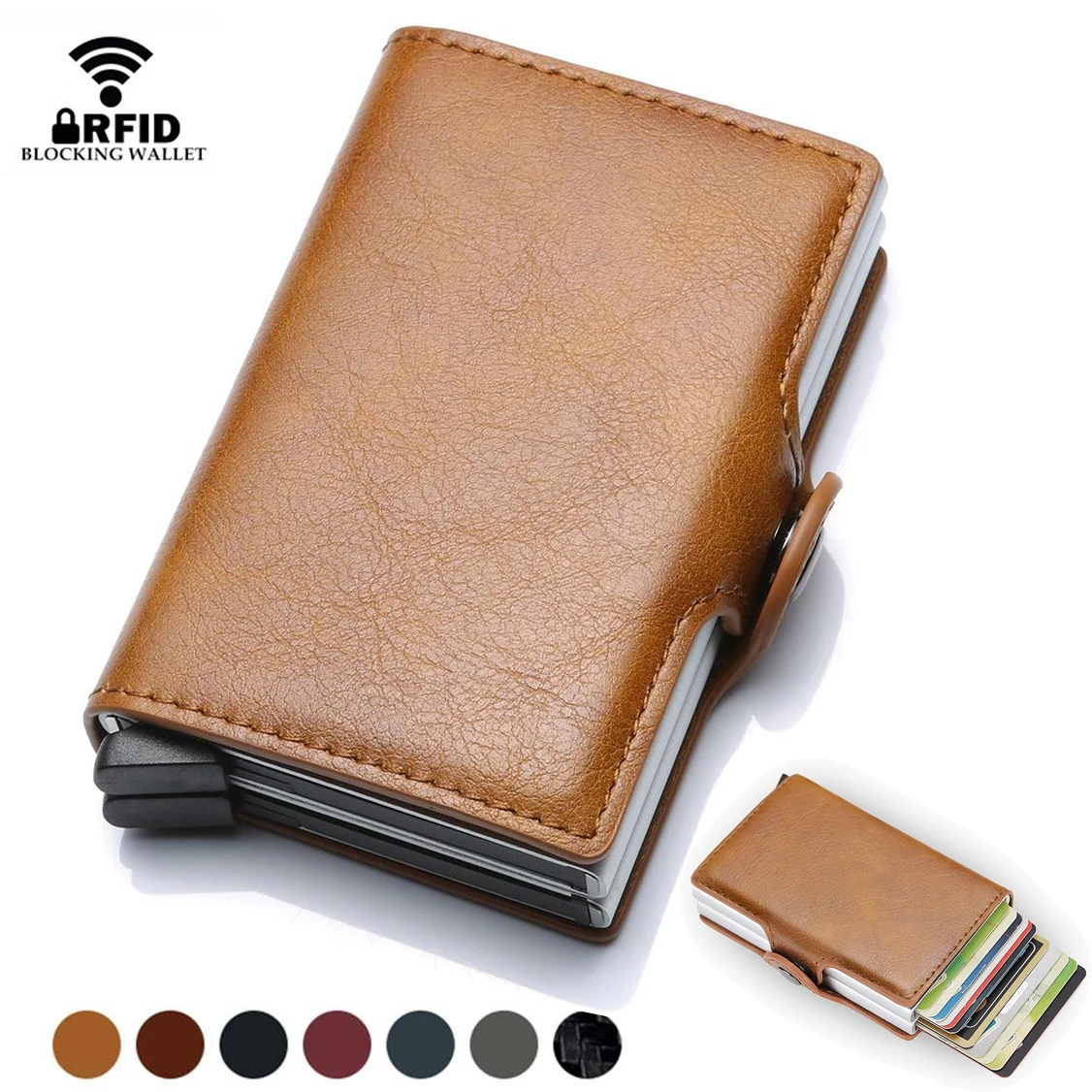 Carbon Fiber Credit Card Holder Men Wallet RFID PU Leather Metal Hasp Wallet Male Purse Minimalist Wolet Gifts for Men Carteiras