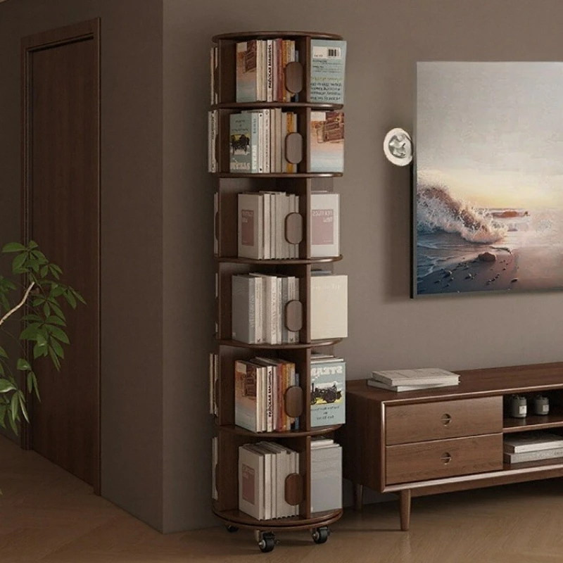 

Solid wood rotating bookshelf, floor shelf, wall study picture book rack