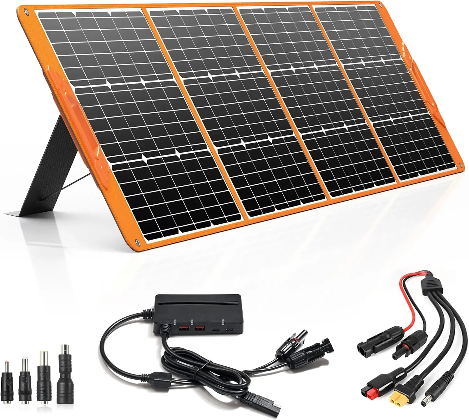 

200 Watt Portable Solar Panel for Power Station Generator, 19.8V IP65 Waterproof 4 Kickstands Foldable Solar Panel