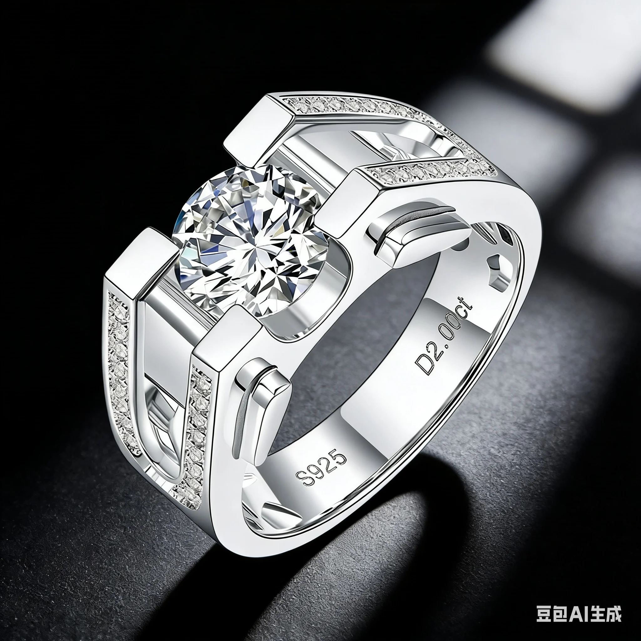 

Мужское обручальное кольцо с круглым муассанитом 1CT/2CT, серебро 925 пробы, покрытие из белого золота 18K, эффектное кольцо для мужчин